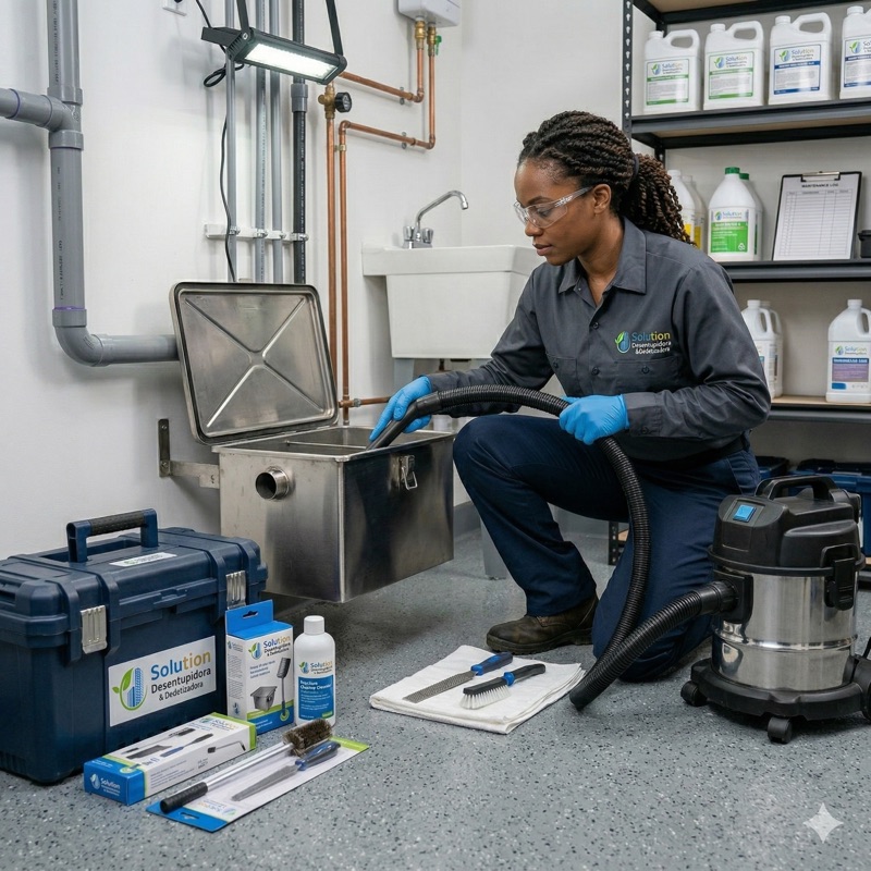 Limpeza de caixa de gordura Solution Desentupidora